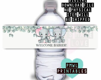 or Boy and Girl Twin Boys Twin Girls Set of 10 Keep Calm We/'re Having Twins Water Bottle Labels Favors for a Twin Baby Shower