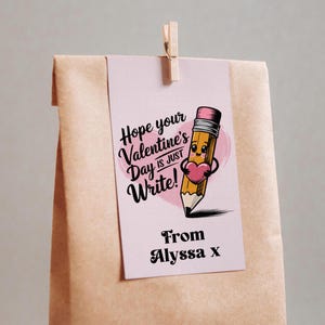 Personalisierte Bleistift Valentinstag Favor Tag Schreiben Sie einfach Freund Geschenke für Kinder Freund Geschenk Schulfreunde bearbeitbarer druckbarer Geschenkanhänger