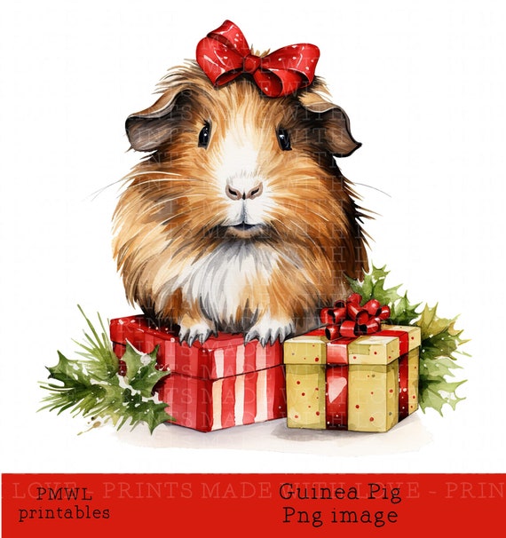 Christmas Guinea Pig Clipart Sublimation Design Cavy Sublimation