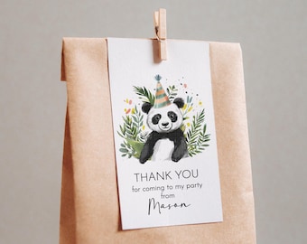 Panda Birthday Thank You Gift Tags, Printable Party Favors (Digital Download)