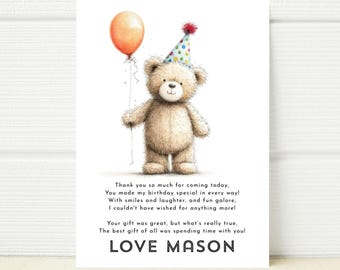 Teddy Bear Picnic Thank You Note Card, Birthday E-Invite (Digital)