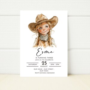 Cowgirl Editable Birthday Party Invitation Western Wild West Party Invite Digital Download  E Invitation Mobile Invite Birthday Girl