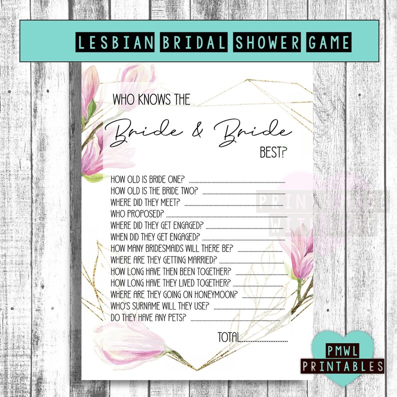Lesbian Bridal Shower 6 Games Bundle Lesbian Bachelorette - Etsy