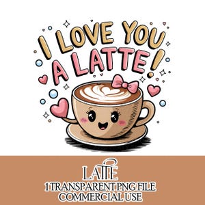 Kawaii Ti amo un caffellatte Amicizia Coppie Amore San Valentino Amici Clipart Sublimazione Design Artigianato PNG Galantines Speciale Bestie