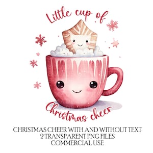 クリスマスのお祝いのホットチョコレートのカップ画像（テキストありとなし）、昇華デザインマグカップデザインクリスマスクラフトホットココアピンクかわいい
