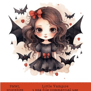 Little Vampir Fledermäuse Süßes oder Saures Tüten Bild Clipart Halloween Karte machen Sublimation Tassen T-shirts Aquarell PNG Download Kommerziell