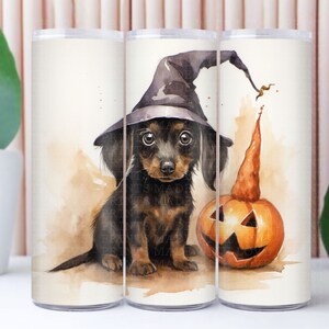 Halloween Dackel 20 Unzen Skinny Tumbler Wrap Straight Wurst Hund Wiener Hund mit Kürbissen Jack-o'-Laternen Herbst Herbst Design Download