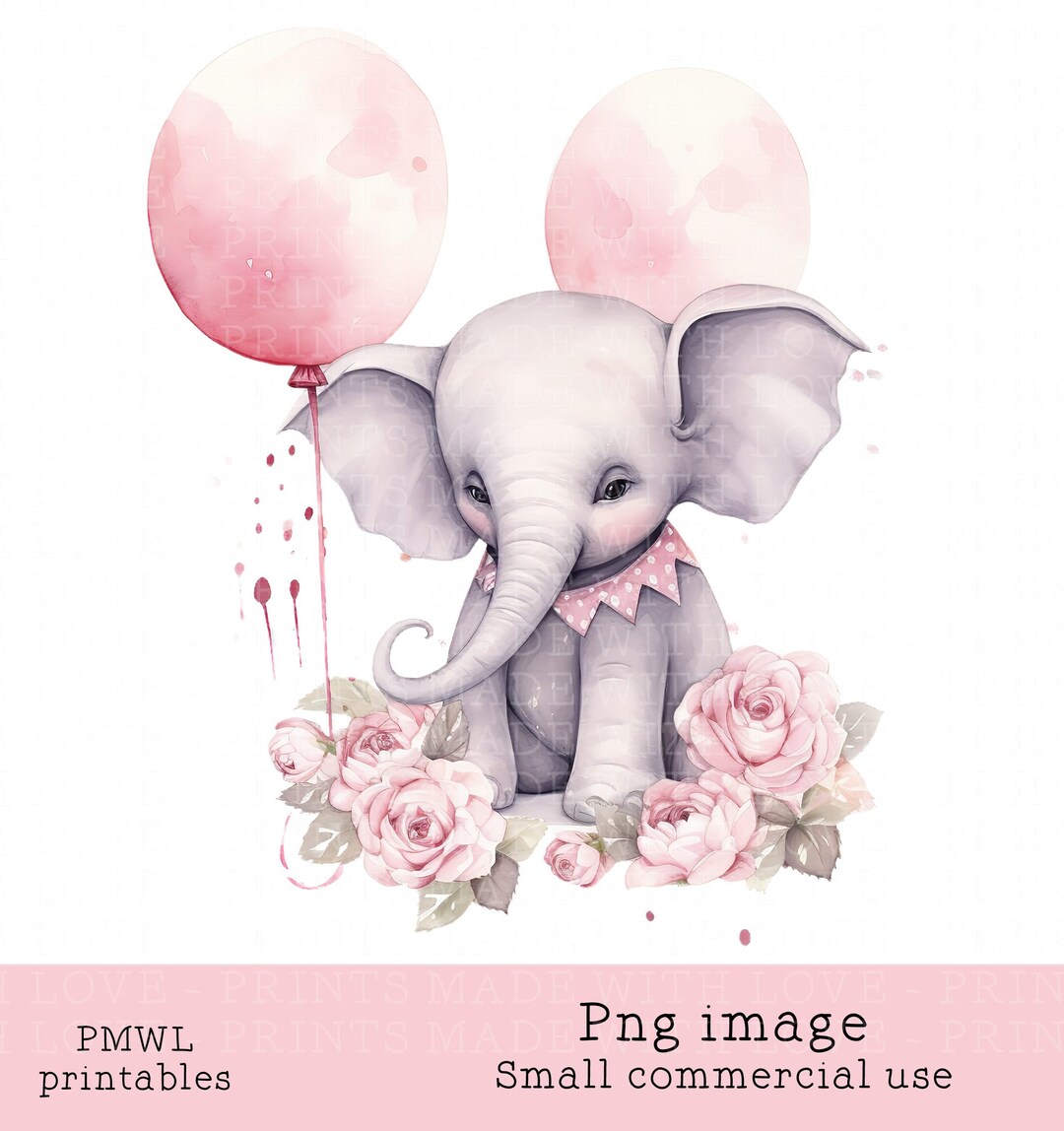 Baby Elephant Pink Balloons Birthday Baby Shower Christening ...