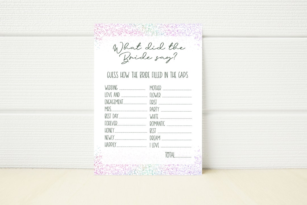 Bridal Shower Word Game Printable Instant Download Rainbow - Etsy