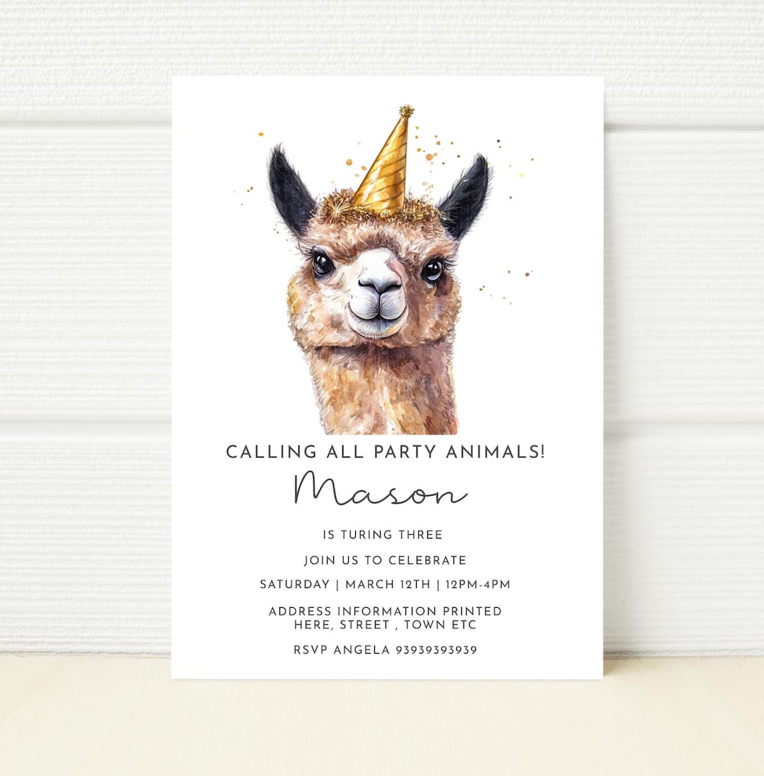 その他 Invitation Alpaca Birthday Invitation, Editable Template (digital) - Etsy