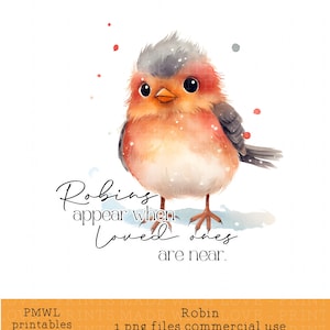 Robins aparecem quando os entes queridos estão perto design de sublimação Design de sublimação de Natal Design memorial Natal no céu Uso comercial