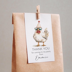 Chicken Birthday Party Thank You For Coming Gift Tag farm picnic park Tags Favor Printable Personalised Editable Download Digital File