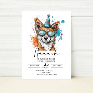 Bearbeitbare Party Fuchs Geburtstag Wild Einladung Telefon Digital E Einladung Handy einladen Textnachricht Printable download Waldparty