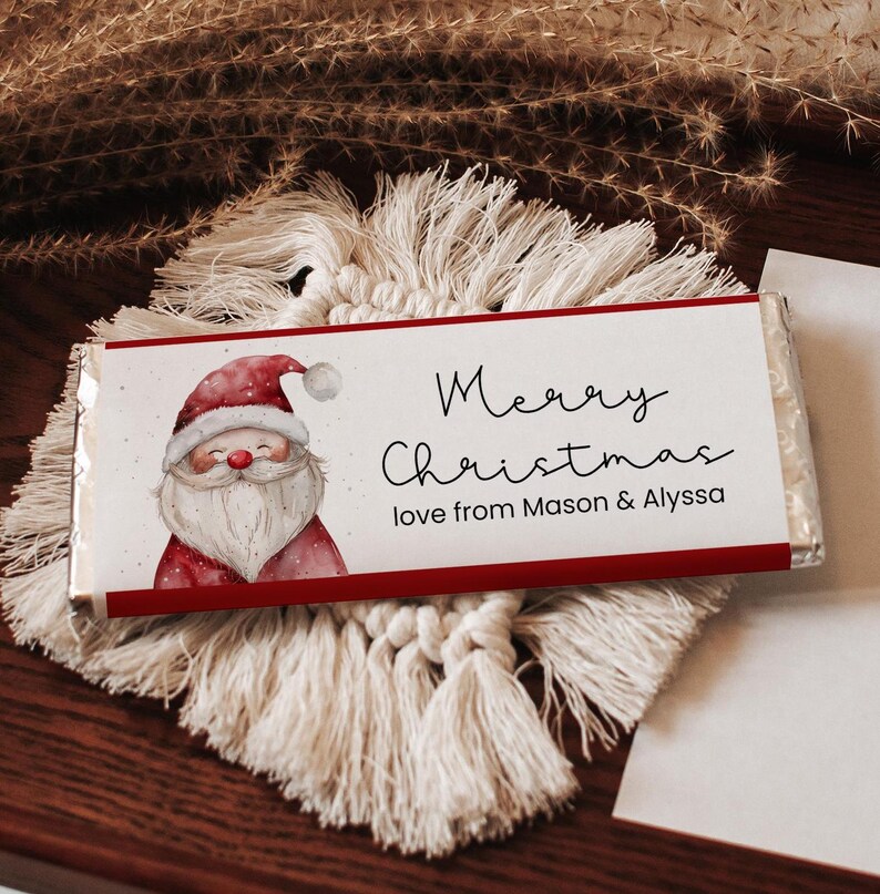 Gift Raper Santa Editable Christmas Candy Bar Wrapper, Santa Gift Label (digital ...