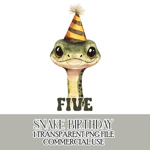 Anniversaire serpent cinq Clipart PNG fichier Téléchargement instantané Joyeux 5e anniversaire T-shirt fabrication de cartes Créations d'anniversaire Téléchargement instantané