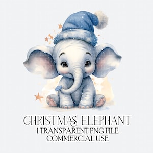 Kerst olifant clipart blauwe kerstmuts baby's eerste kerst sublimatie ontwerp kaart maken baby jongen ornament ontwerp kleine commerciële