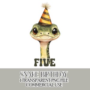 Anniversaire serpent cinq Clipart PNG fichier Téléchargement instantané Joyeux 5e anniversaire T-shirt fabrication de cartes Créations d'anniversaire Téléchargement instantané