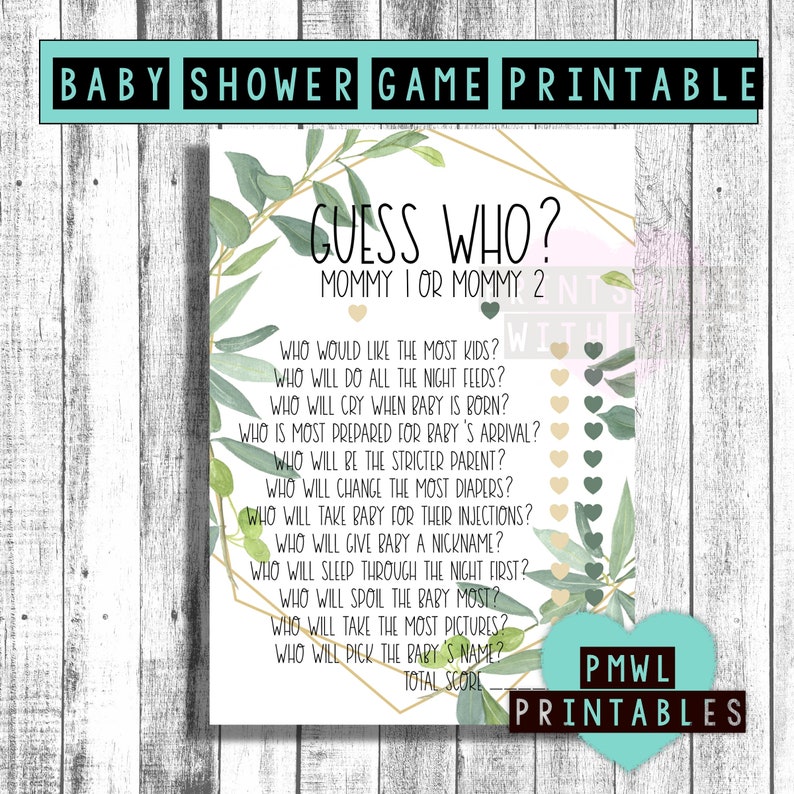 Same sex parents Baby Shower Game Instant Download Etsy