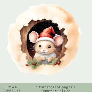 Souris de Noël dans la maison de Noël Clipart Sublimation Card Making Scrapbooking maison Noël Clipart Image Petite utilisation commerciale