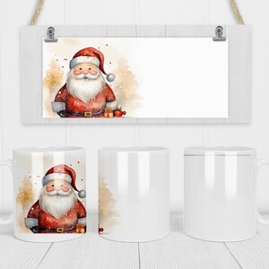 Santa Becherverpackung digital, Sublimationsdatei, Weihnachtsmann, kleine kommerzielle Nutzung, Weihnachtsbecher, 11 Unzen Becherverpackung, Winterbecher, jpg-Datei