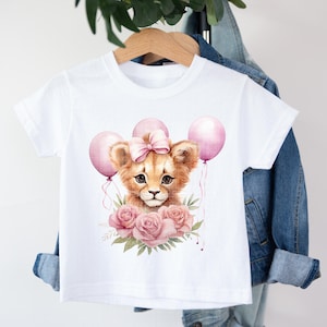 Aniversário leão clipart aniversariante balões rosa cartão fazendo scrapbooking sublimação caneca fazendo uso comercial arquivo download instantâneo