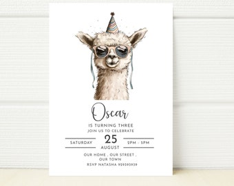 Alpaca Birthday Party Invitation, Personalized Invite (Digital Download)