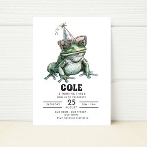 Editable Frog Birthday Party Invite Template Invitation Editable Digital E invite Mobile  Minimalist Template 1st 2nd 3rd 4th 5ht 6th 7th