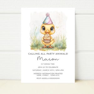 Duck Birthday Party  Invitation Invite Printable Birds Digital Park picnic  Editable Pool Swim Mobile Phone Download Text Message boy girl