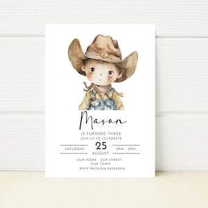 Cowboy-Bearbeitbare Geburtstagsfeier-Einladung Western Wilder Westen-Party einladen Digitaler Download E Einladung Mobile einladen Geburtstagsjunge