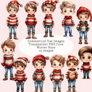 Winter jongens kerst feestelijke clipart 14 afbeeldingen sublimatie kaart maken badge uitnodiging ontwerp klein commercieel gebruik transparante png-bestanden