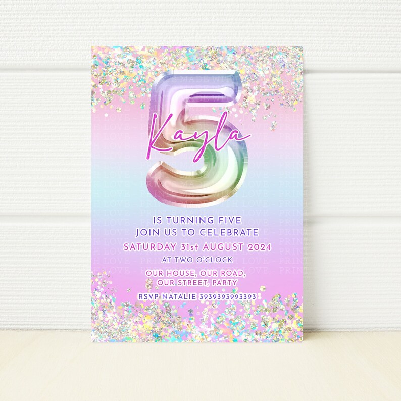 Editable 5th Birthday Party Invitation Printable Template Digital ...