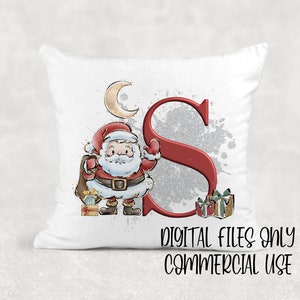Weihnachtsalphabet , Weihnachtsmann , Weihnachtsmann , Sublimationsdesign , kommerzielle Nutzung , Festliches Alphabet , Clipart ,