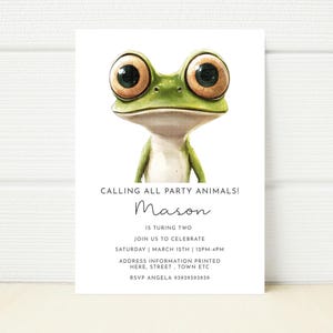 Frog Birthday Party Editable Invitation Monkey Forest Party Invite Woodland Party Digital Download  E Invitation Mobile Picnic Park Garden