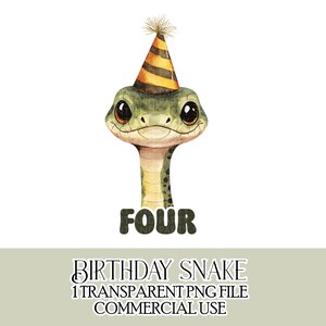 Aniversário Cobra Quatro Clipart PNG arquivo Download instantâneo Feliz 4º aniversário T-shirt Making Card Making Birthday Crafts Download instantâneo