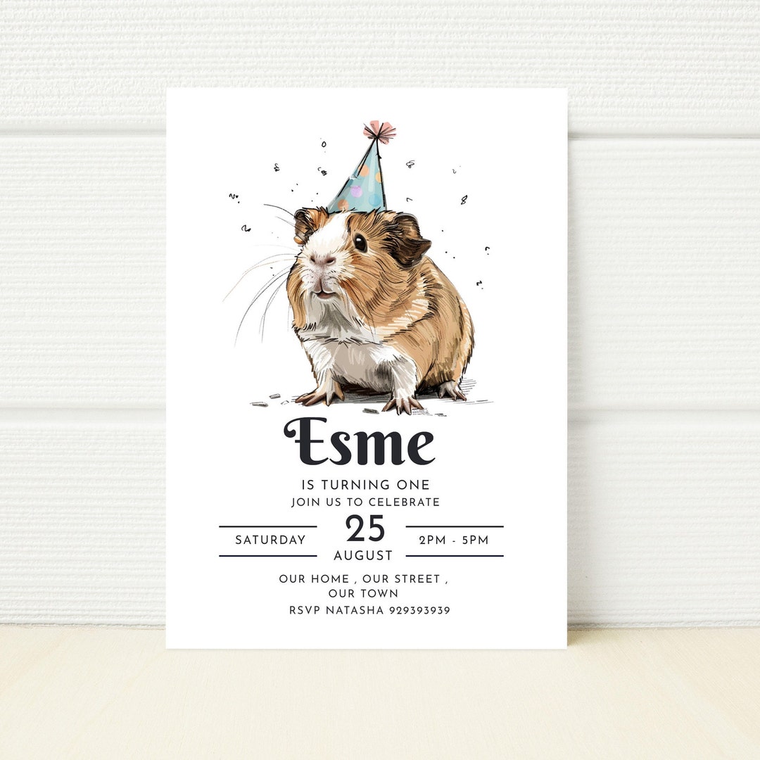 Guinea Pig Birthday Party Editable Invitation Template Girls Boys ...