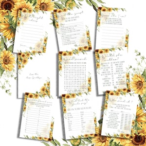 Lesbian Sunflower Bridal shower Hen Do Party Games Bundle 9 games Bachelorette Party Mrs & Mrs The Brides Printable Party Instant Download