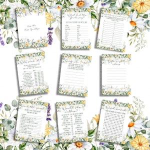 Lesbian Hen Do Party Games Bundle 9 games Bridal Shower Bachelorette Party Mrs & Mrs The Brides Printable Party Instant Download Wildflowers