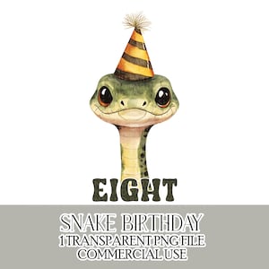 Anniversaire serpent huit Clipart PNG fichier Téléchargement instantané Joyeux 8e anniversaire T-shirt fabrication de cartes Créations d'anniversaire Téléchargement instantané