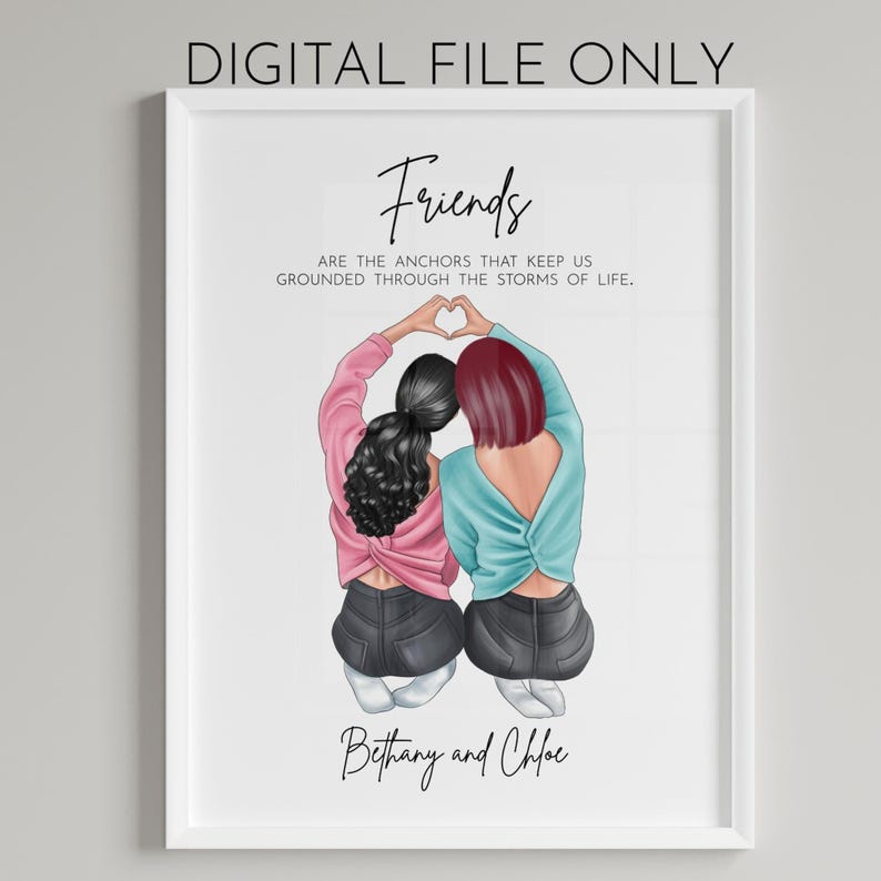 Custom Friend Print DIGITAL File Personalised Friends Anchors Portrait ...