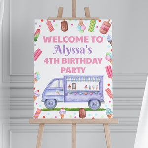Ice Cream Van Truck Editable Party Welcome Sign Birthday Welcome Sign Ice Cream Summer Birthday 1st Birthday Template Printable Download