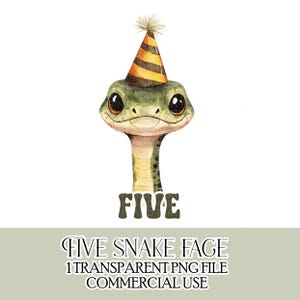 Fichier PNG anniversaire serpent cinq Clipart téléchargement immédiat Joyeux 5e anniversaire T-shirt fabrication de cartes Créations d'anniversaire Téléchargement instantané