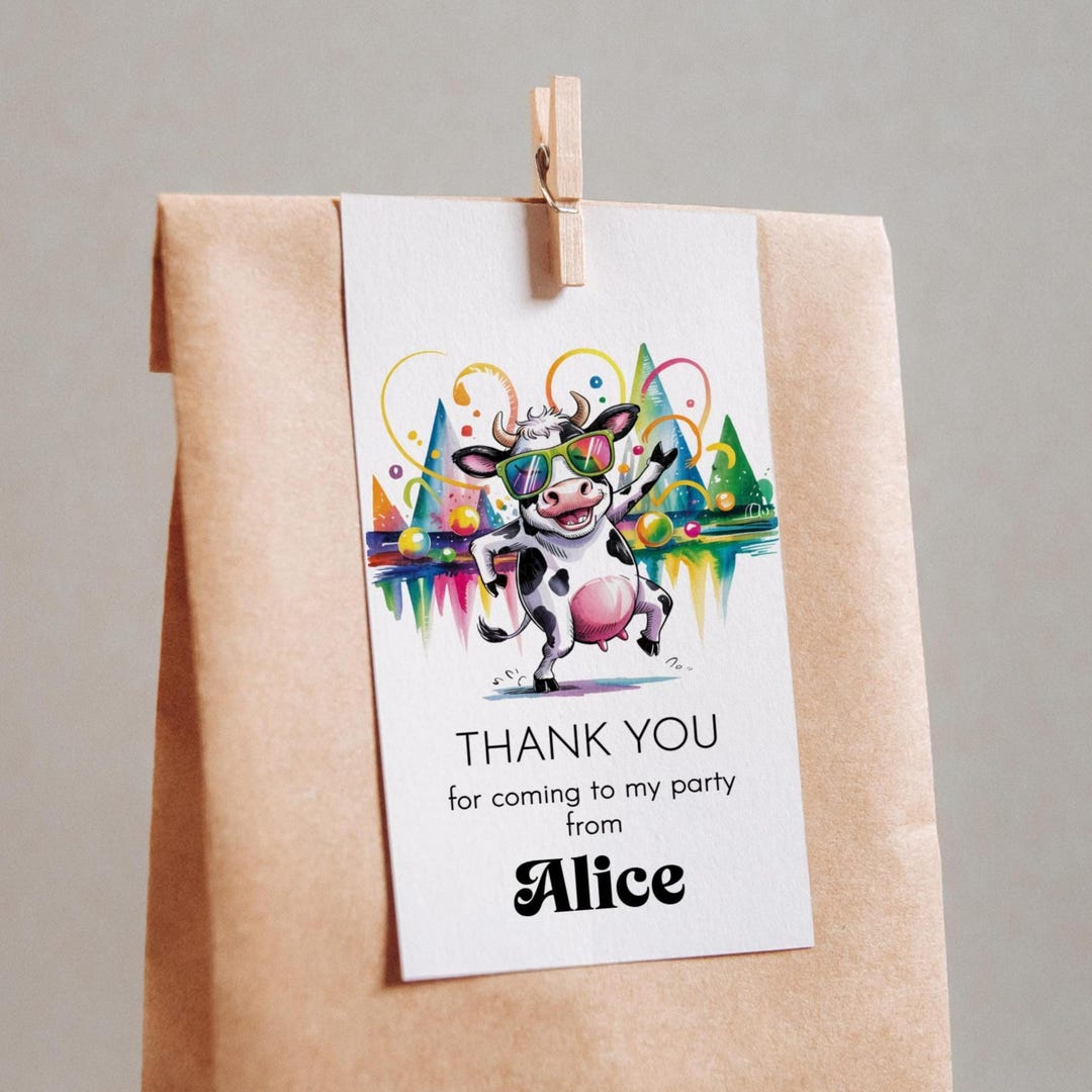 Party Cow Glow Farm Rave Disco UV Neon Birthday Thank You for Coming ...