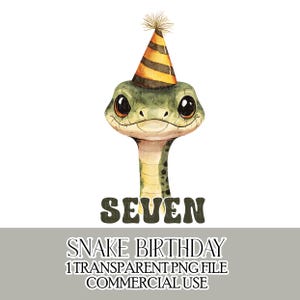 Birthday Snake seven Clipart PNG file Instant Download Happy 7th Birthday T-shirt Making Card Making Birthday Crafts Instant Download