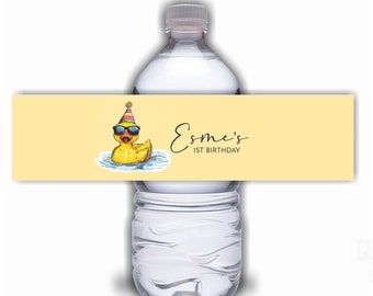 Duck Water Bottle Bewerkbare sjabloon Afdrukbare digitale Party Decor Juice Label Template Down On The Farm Party 1e 2e 3e 4e 5e 6e