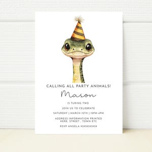 Invitation de fête d'anniversaire serpent Invitation numérique modèle modifiable Animalerie reptile pique-nique garden-party inviter téléphone portable imprimable