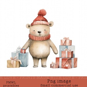 Świąteczny Miś z prezentami Projekt sublimacji Zakupy Miś Tworzenie kartek Scrapbooking Tworzenie kokard Małe zastosowanie komercyjne Natychmiastowe pobranie