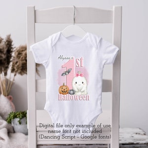 1e Halloween-sublimatie ontwerpbestand meisje geest schattig roze commercieel gebruik ontwerpkaart maken Digitale PNG Instant Download kleine bedrijven