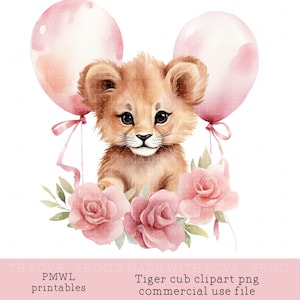 Mignon anniversaire lionceau rose anniversaire fille sublimation image design carte fabrication tasse fabrication badges petite utilisation commerciale téléchargement instantané