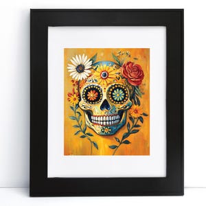 Tag der Toten Dia de los Muertos Digitale Wand Kunst Druck Zuckerschädel mexikanische Volkskunst Printable Sofortiger digitaler Download
