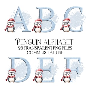 Pinguin Alphabet Weihnachten Festliche Kartenherstellung Designs Abzeichen Herstellung Haarschleife Klein Kommerzielle Nutzung Erlaubt PNG-Datei Tassen Winter Alphabet
